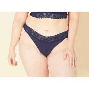 Cosabella Amore Adore Thong Plus Navy Blue Lace Trim Panty ADORE0341P Sz 3X NWT